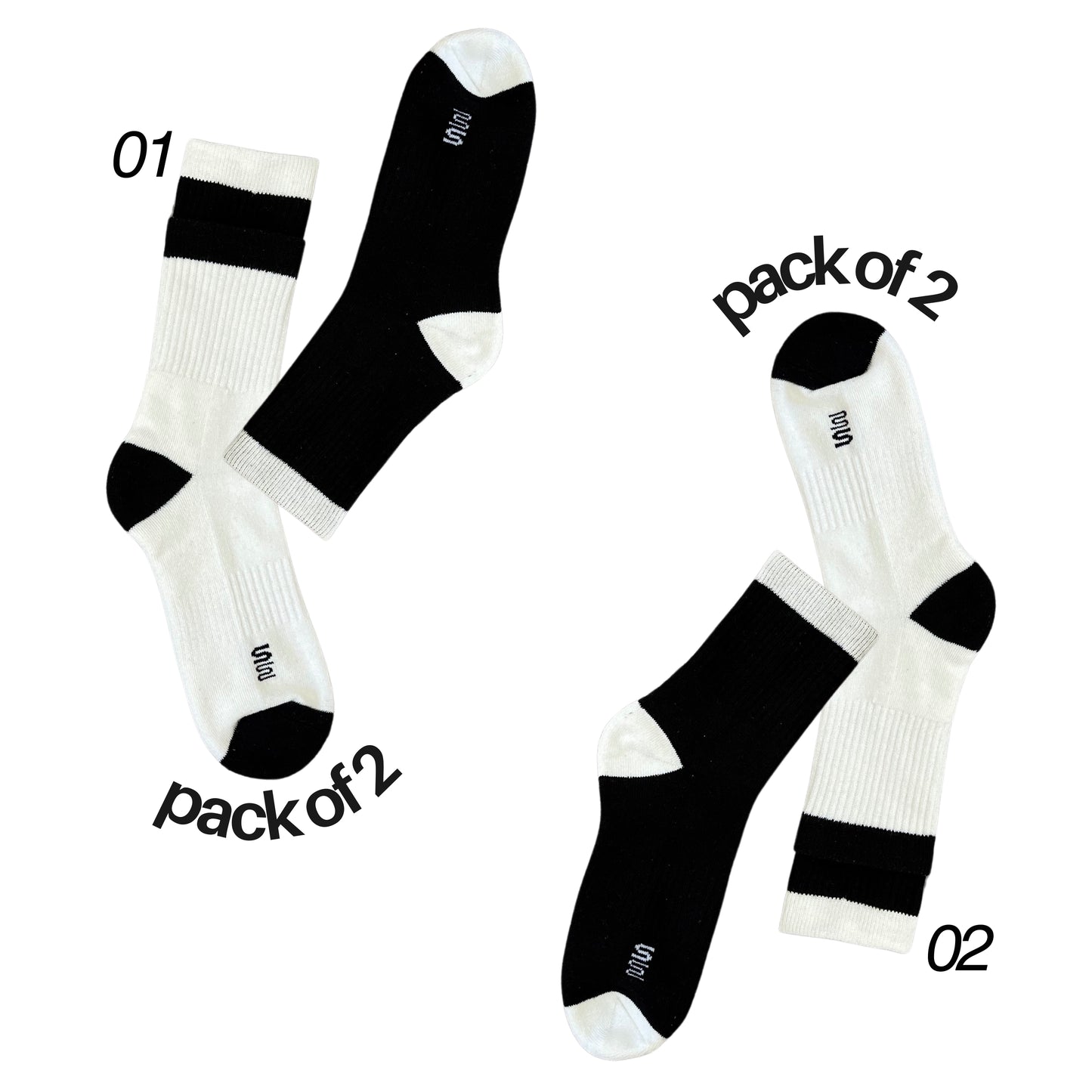 yin/yang asymetric mismatch (pack of 2 socks)